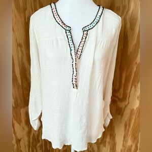 Daniel Rainn Cream Tunic with Embellished Trim